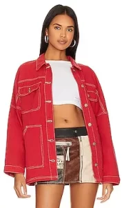 superdown Dawey Denim Jacket in Brick Red